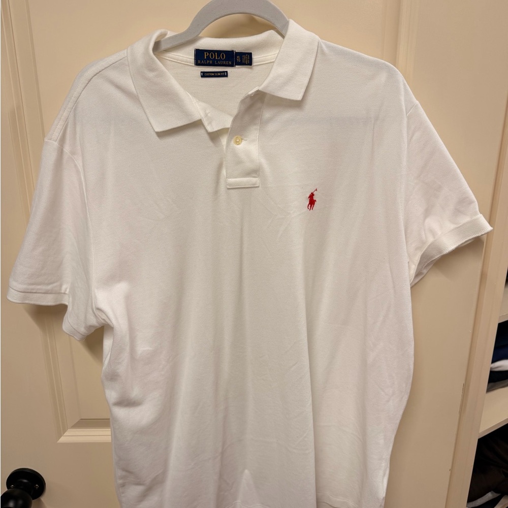 Ralph Lauren White Polo Shirt with Red Logo